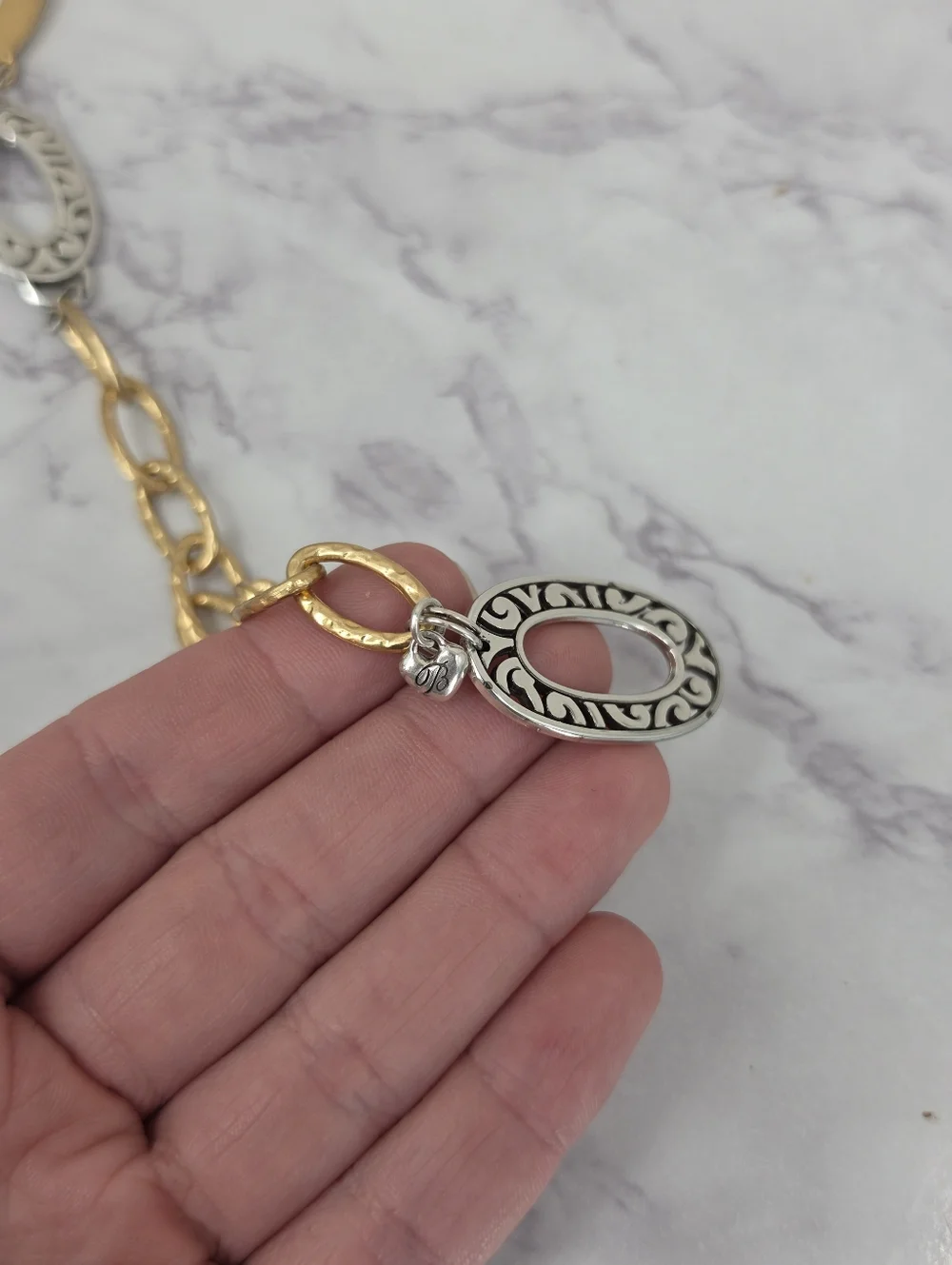 Brighton Vintage Gold and Silver Toned Oval Chain Waist Belt